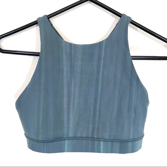 Lululemon Energy Sports Bra High Neck Linear Spray Dye White Deep Ocean 4 - Picture 3 of 6